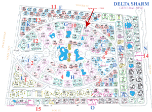 Plan of the Delta Sharm Resort. Plan of the Delta Sharm Resort.